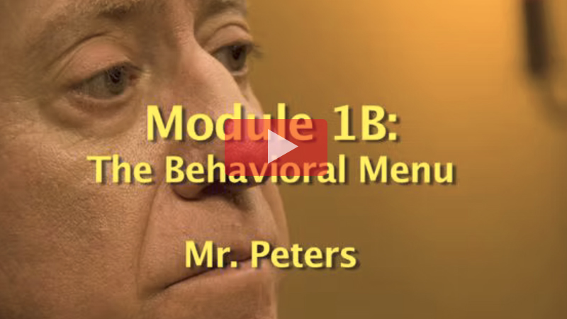 Mr. Peters Video, BAP Behavioral Menu
